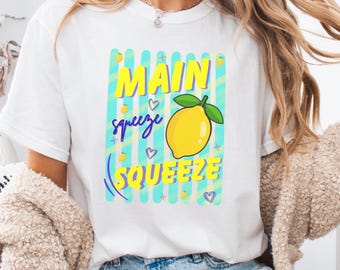 Main Squeeze Retro Lemon Graphic Tee, Comfort Colors Summer Citrus Shirt, Funny Lemon Graphic Tee, Retro Vintage Lemon Lover
