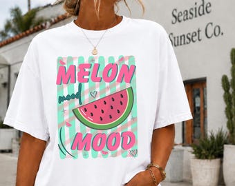 Melon Mood Comfort Colors Shirt, Retro Watermelon Graphic Tee, Cute Summer Fruit Shirt, Vintage Watermelon Lover Gift Tee Her