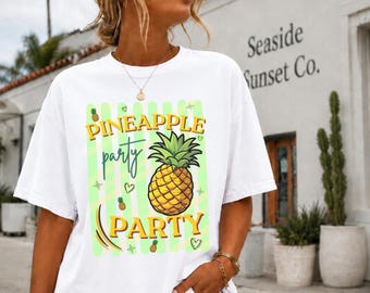 Pineapple Party Comfort Colors Shirt, Retro Pineapple Graphic Tee, Tropical Summer Fruit Shirt, Cute Beach Vacation Gift Tee