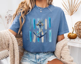 Comfort Colors Anchor T-Shirt, Coastal Beach Nautical Graphic Tee