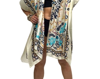 Viscose Mandala Kimono Cardigan, Bohemian Cover-Up