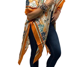 Boho Kimono Cardigan, Geometric Print Cover Up