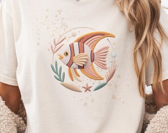 Comfort Colors Fish T-Shirt, Coastal Beach Graphic, Nautical Sea Life Tee