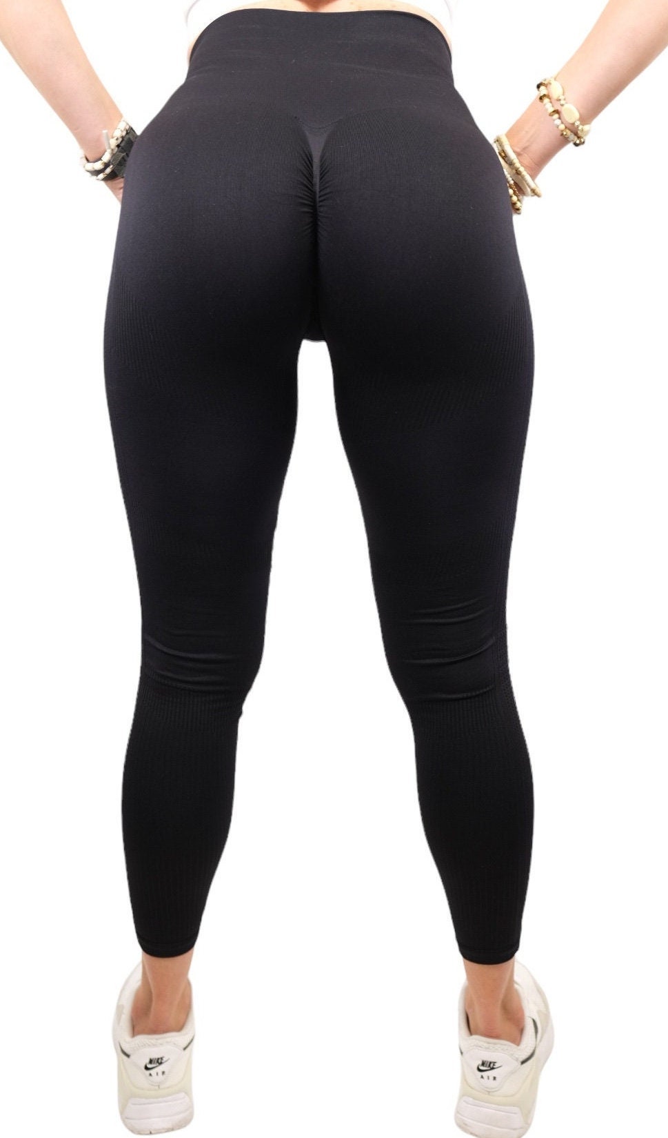 Sport Leggings Yoga Pants Cross Waist Cargo Pockets Butt Lift