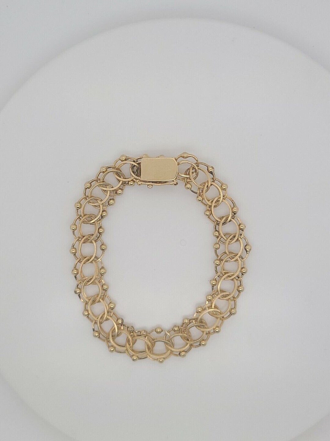 14k Gold Double Link Charm Bracelet Etsy