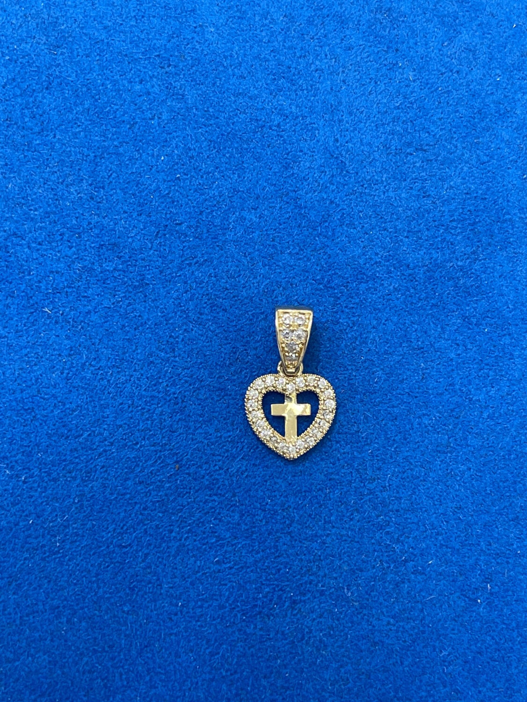 14k Heart Cross Pendant Etsy
