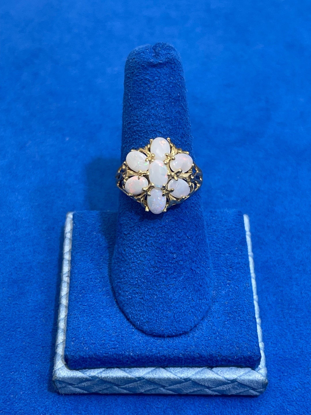 14k Opal Flower Ring Etsy