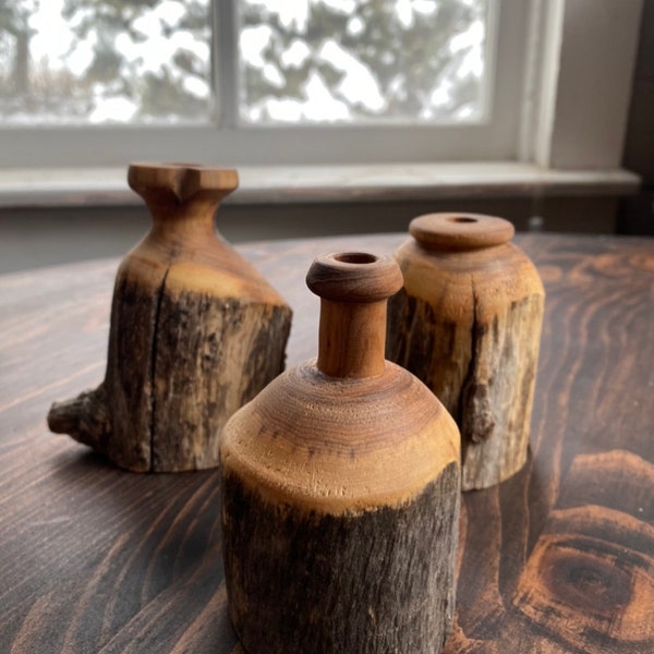 Small wooden vase, hand made on the lathe, 2.5" wide 4" tall