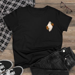 Cute Floral Ghost Tee- Ghost t-shirt, cute halloween t shirt, Cute Ghost t-shirt