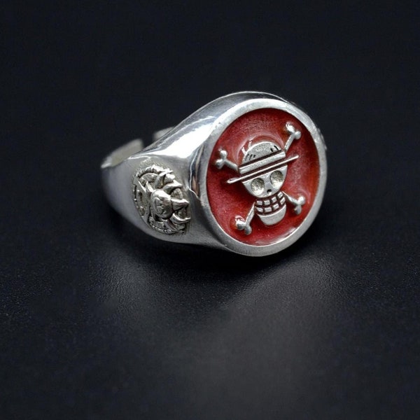 Bague de couleur pirate cosplay faite à la main en argent 935