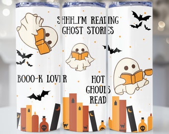 Halloween Buch Liebhaber 20 oz Tumbler Sublimation Design Digitaler Download, Skinny Tumbler Wrap, Tumbler PNG PDF, Trendy Sublimation, Buch