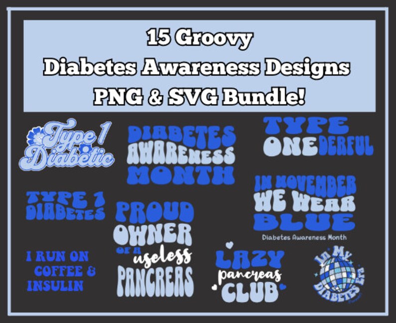Diabetes Awareness SVG Bundle Type 1 Diabetes Ribbon PNG - Etsy