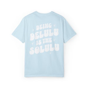 Delulu ist die Solulu Shirt, Manifestation Shirt, Manifest Shirt, Geschenk für sie, trendiges Shirt Frauen, Comfort Farben Shirt, Tik Tok Shirt Chambray