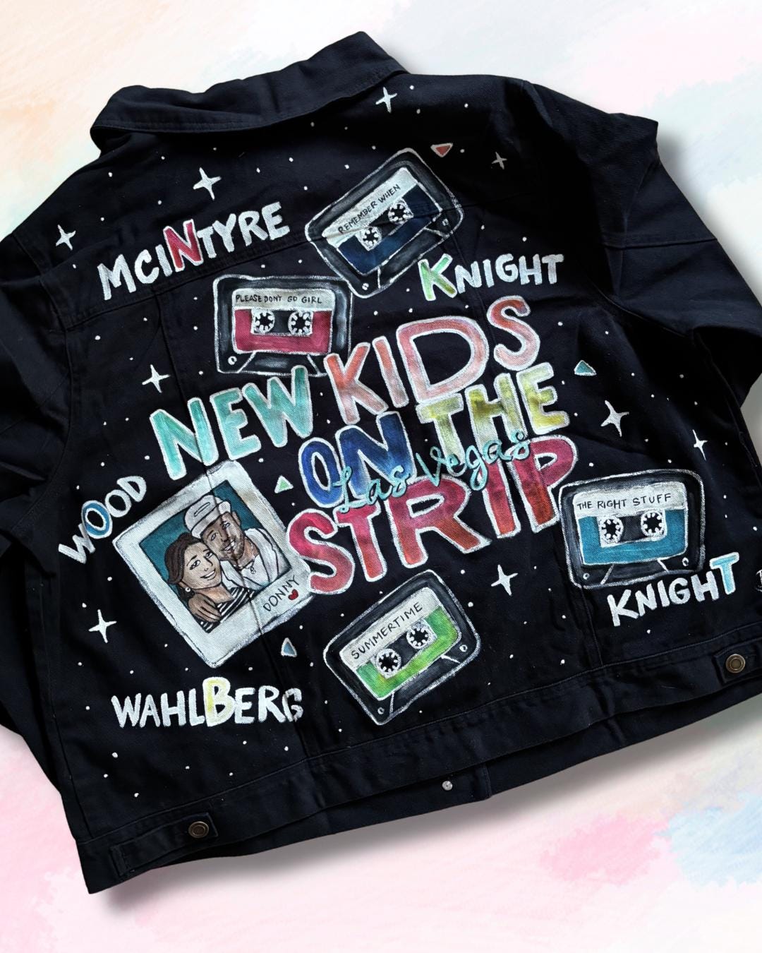 Custom Painted 90s Boy Band Denim Jacket: NKOTB Las Vegas Concert