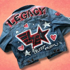 Painted Cheer Mom Denim Jacket: Custom Team Colors