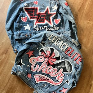 Painted Cheer Mom Denim Jacket: Custom Team Design