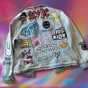 Hand Painted Music Artist Jacket: Upcycled Denim, Album Art
