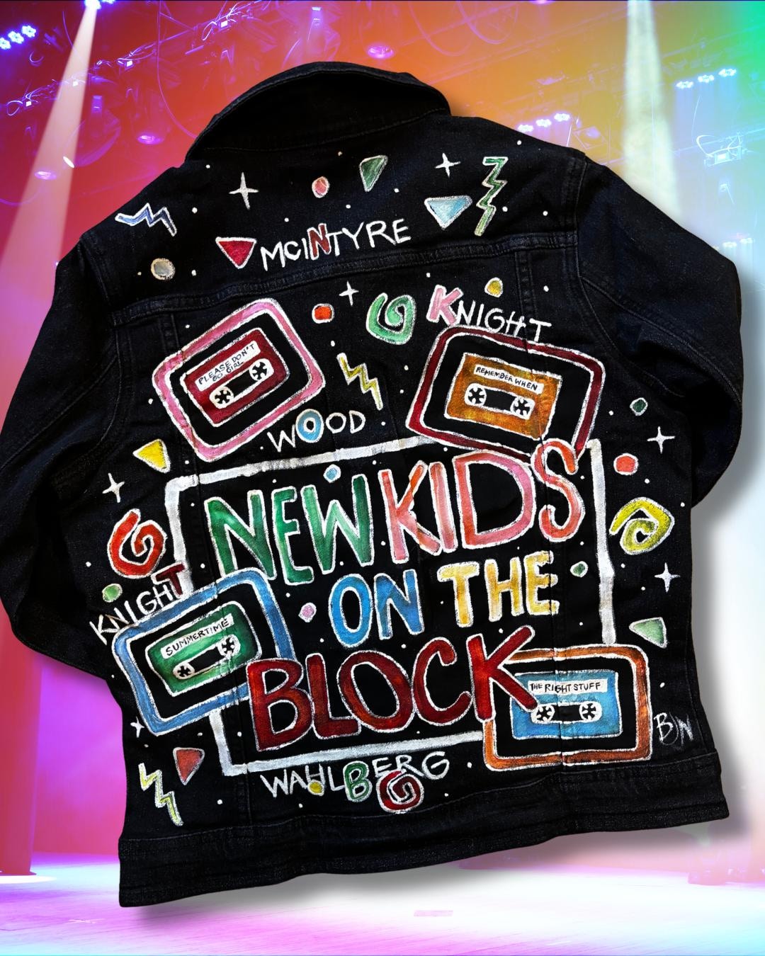 Custom Painted New Kids on the Block Denim Jacket – 90s Boy Band