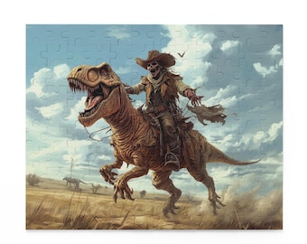 Puzzle, Zombie Cowboy Express Jigsaw, 120 500 Piece Game, Wild West Picture, Western Theme, Brain Teaser Toy, Family Fun Activity