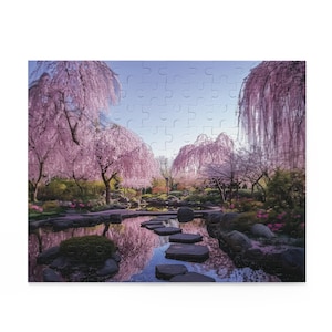 Puzzle (500-Piece): Japanese Cherry Tree Garden 2, Jigsaw Game, Mind Challenge, Relaxing Activity, Nature Scene Decor
