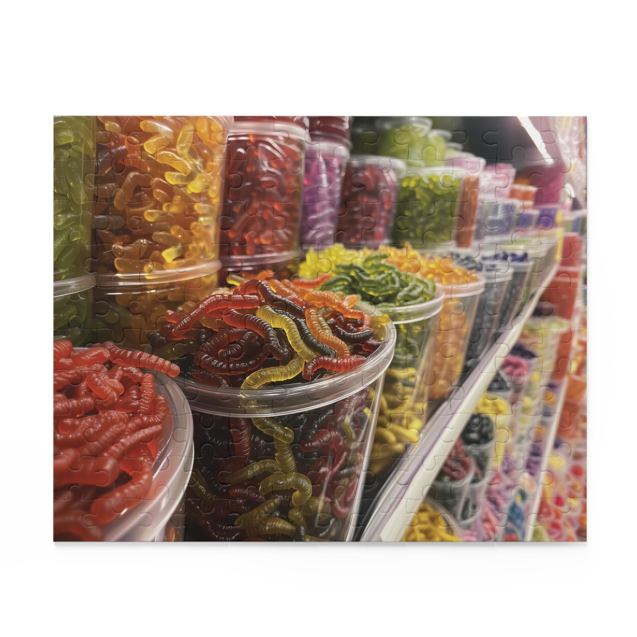 Puzzle, Gummy Worms Design, Fun Jigsaw Activity, Stress Reliever Game, Kids and Adults, Entertainment Gift, Family Indoor Activity, Holiday