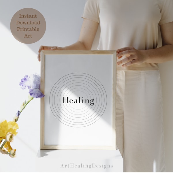 Minimalist Healing Wall Art Printable, Self-Healing Decor, Positive Energy Art, Instant Download, Tranquil Space Decor