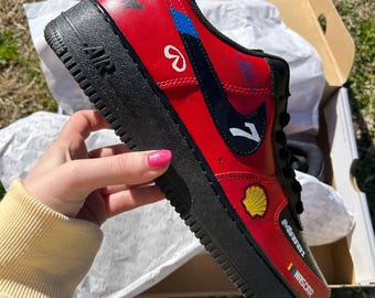 Nascar Formula 1 Car Themed  Custom Painted Air Force One's - Colors Customizable - Made to Order - Logos and Number Customizable