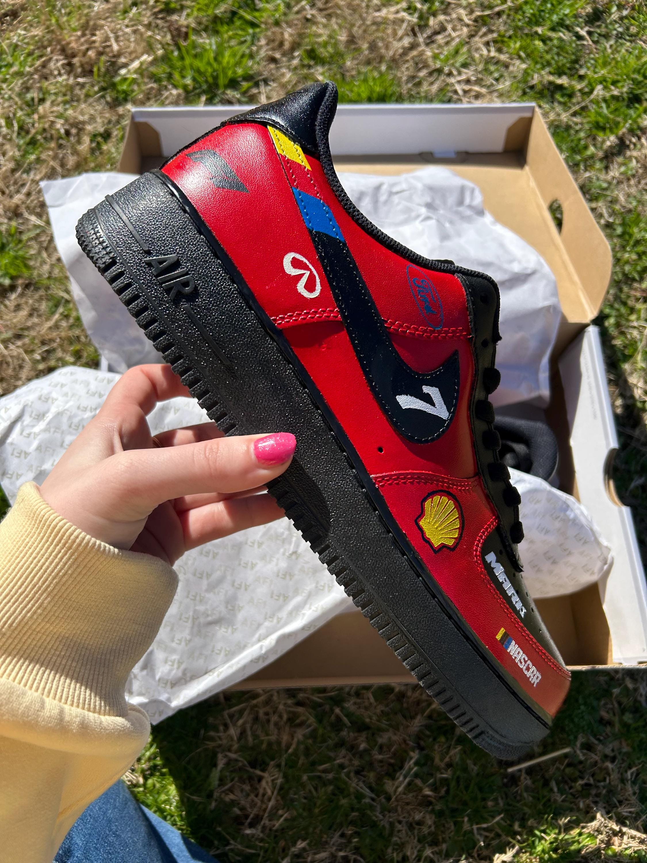 NASCAR Black Footwear with Colorful Logo Vintage Nascar Tide Racing Team Leather Shoes #10 Icon  main image 3