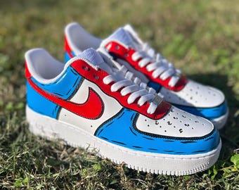 Dessin animé personnalisé peint Air Force Ones - deux tons - baskets uniques peintes à la main - sur commande - couleurs personnalisables -