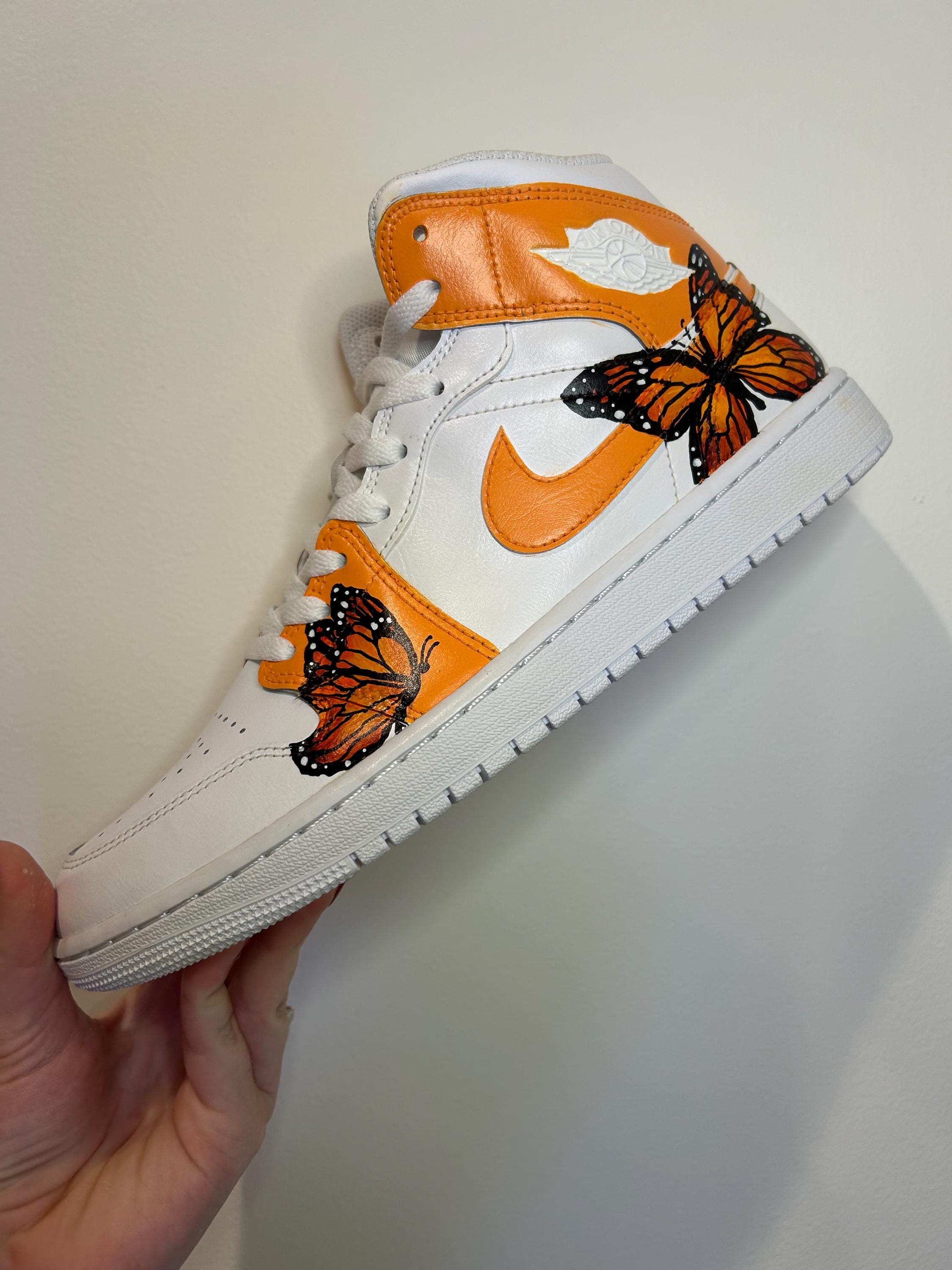 Monarch Butterfly Custom Painted Jordans/air Force Ones - Unique  Handpainted Sneakers - Made to Order - Colors Customizable - Etsy