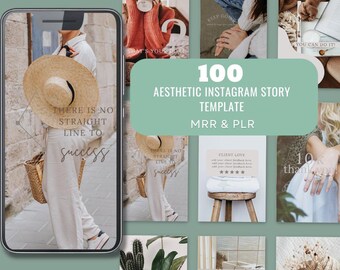 100 Aesthetic Instagram Story Templates - Canva Editable, Mrr/plr, Social Media Content, Templates for Social Media, Bloggers, Influencers