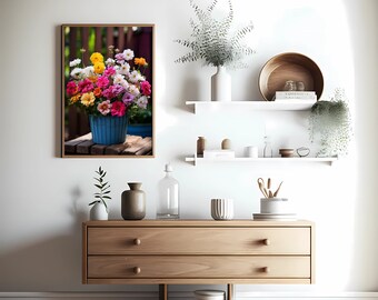 Embrace Nature's Bloom! Flowers in Pot Canvas, a burst of Colorful Wildflower Art - Elevate your space with vibrant Botanical Wall Art