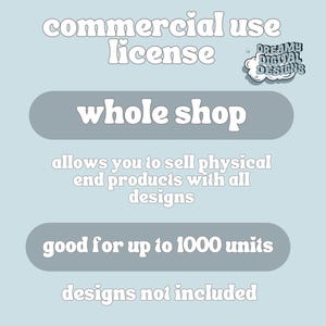 Whole Shop Commercial Use License, License for Small Shops to Sell Physical Products, Small Business Commercial License