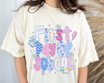 Preppy First Day Of School png, Girly Coquette Back to School png, Colorful School png, Teacher Shirt Design, Bright School Png Sublimation