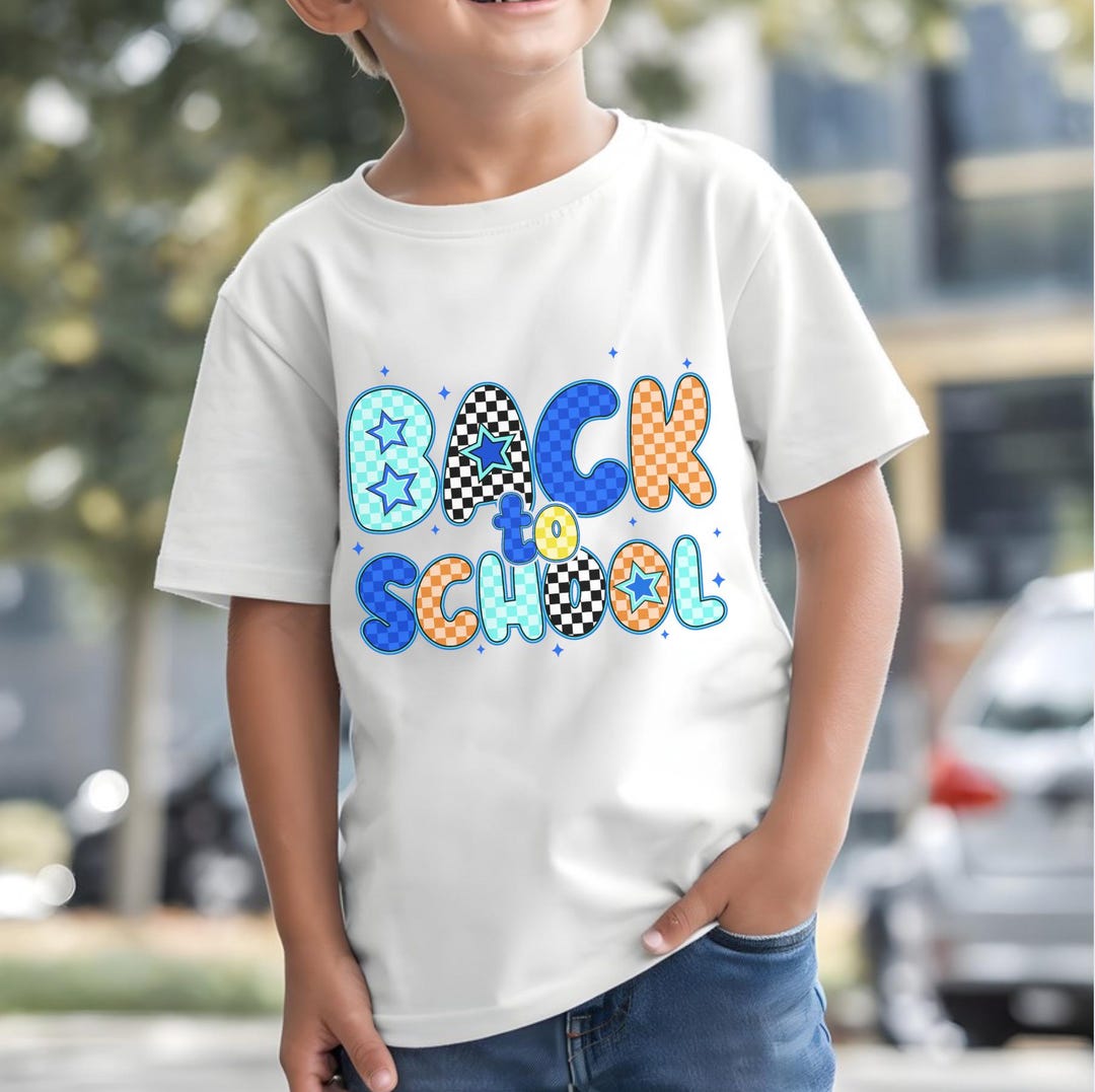 Boys Checkered Back to School Png, Blue and Orange Checkers Png ...