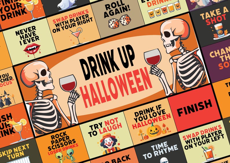 Halloween Drinking Game, Halloween Printable Board Game, Halloween Party Games, Halloween Games for Adults, Halloween Printable Activities