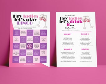 Bachelorette Party Games: Bingo & Drink If - Printable Games (PNG, PDF)