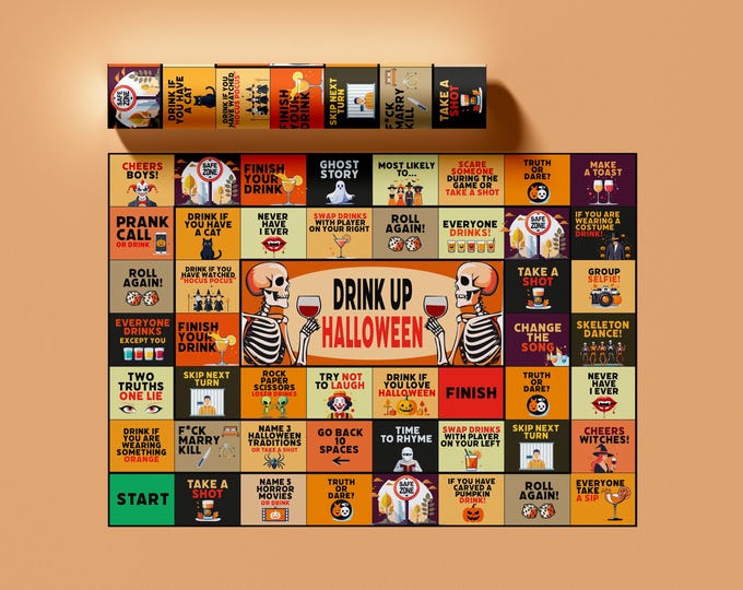 Halloween Drinking Game, Halloween Printable Board Game, Halloween ...
