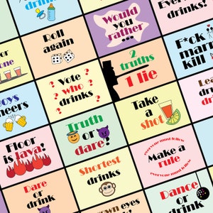 Drinking Board Game, Printable Drinking Board Game, Black Out Drinking ...