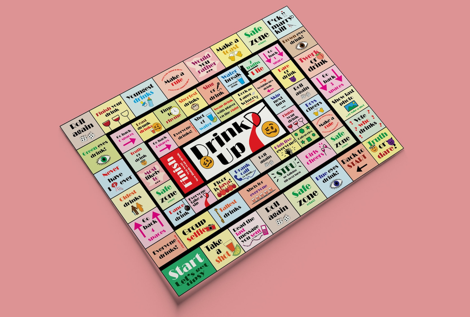 Drinking Board Game, Printable Drinking Board Game, Black Out Drinking