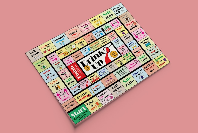 Drinking Board Game, Printable Drinking Board Game, Black Out Drinking
