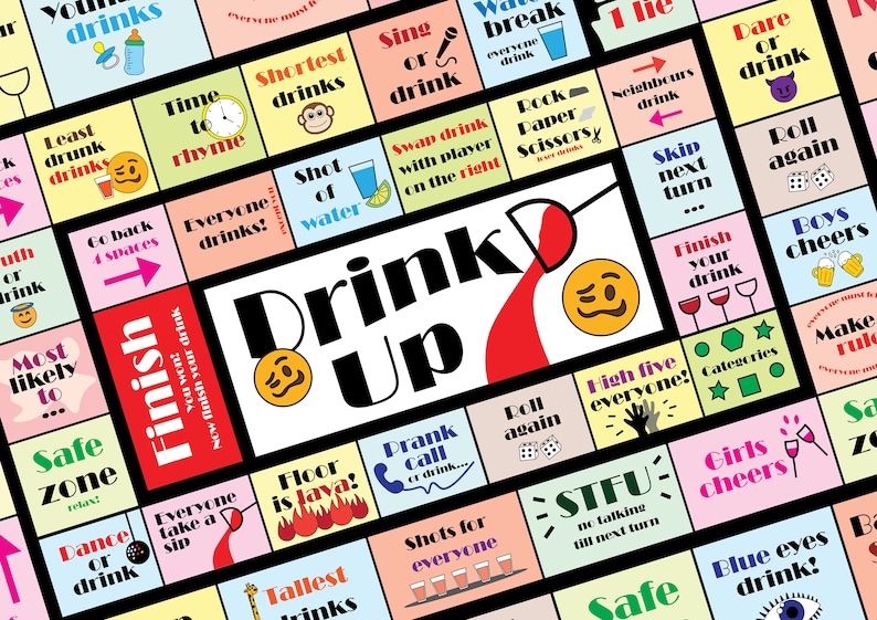 Drinking Board Game, Printable Drinking Board Game, Black Out Drinking ...