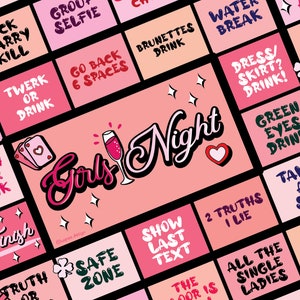Drinking Board Game, Printable Drinking Board Game, Girls Night Drinking Game, Girls Drinking Game, Digital Drinking Game, Instant Download