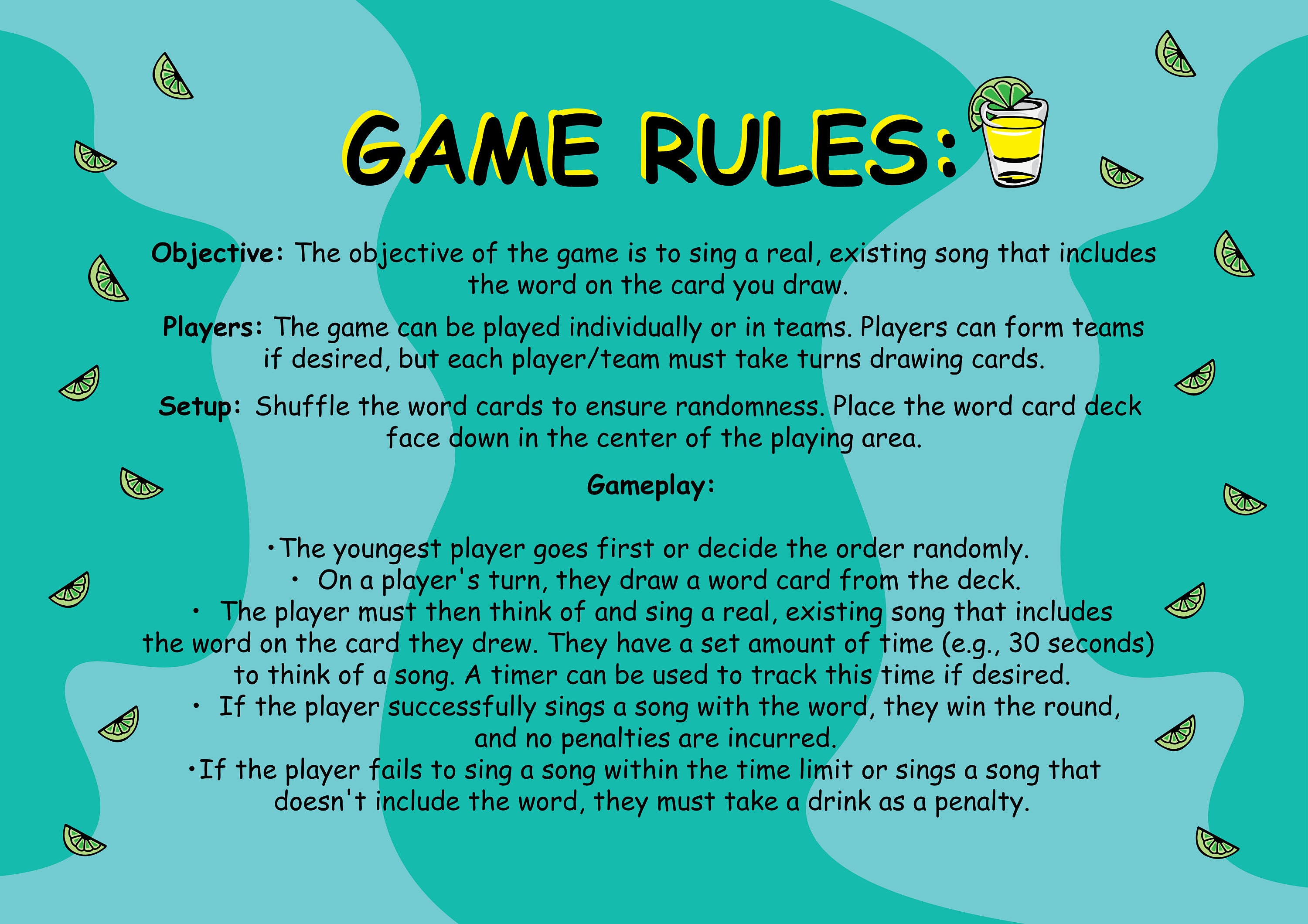 Drinking Card Game, Printable Party Game, Printable Drinking Game