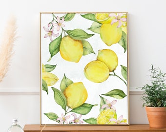 Italian Classic Floral Lemons Wall Art | Floral Wall Decor | Prints and Posters | Italian Art | Kitchen Wall Decor | Bedroom Wall Art Poster
