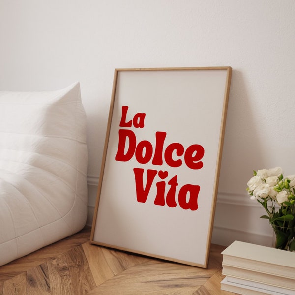 La Dolce Vita Wall Art | Posters and Prints | Italy Wall Decor | Kitchen Art | Bedroom Wall Decor | Positive Posters | Red Wall Art