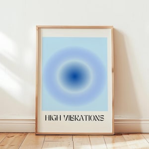 Póster con degradado de aura azul claro / Pósteres e impresiones / Arte mural abstracto / Decoración de dormitorio / Vibraciones positivas / Decoración de habitación de niñas / Arte mural azul
