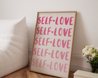 Arte murale sull'amor proprio, citazioni sull'amor proprio, arte murale rosa, PNG sull'amor proprio, affermazioni per l'amor proprio, decorazioni per l'amor proprio, arte murale stampabile, rosa