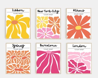 Flower Market Print Set of 6, Trendy Wall Art, Home Decor, Floral Wall Art, Botanical Wall Art, Printable Wall Art, Downloadable Art Prints