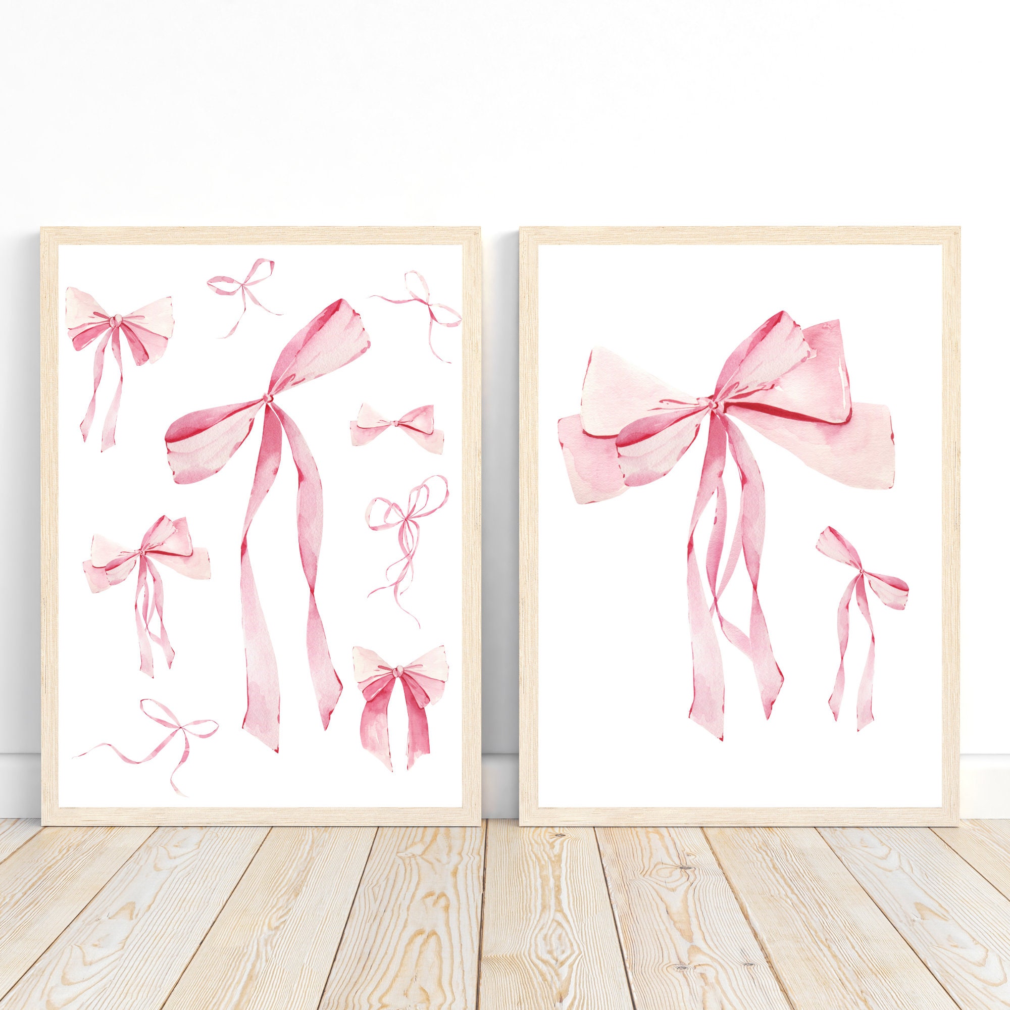 Trendy Pink Bows Wall Art Set of 3, Coquette Pink Bow Print, Pink Wall ...